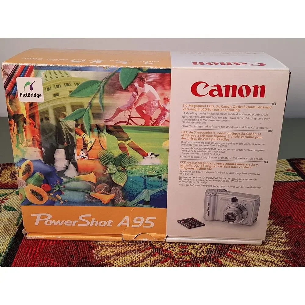 Canon PowerShot A95 5MP Digital Camera Tested Works Box Manuals CF Card